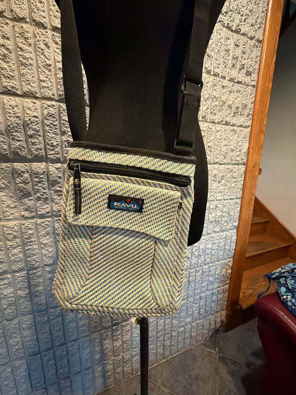 Kavu Keeper Crossbody Bag Blue Yellow Woven